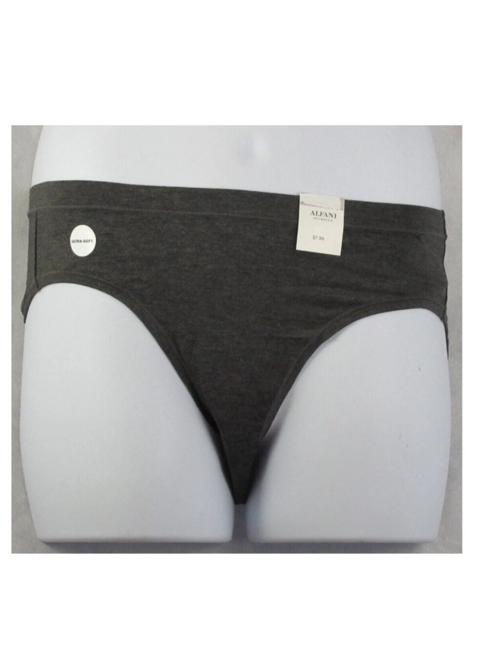 Alfani Women's Plus Size Soft Rayon Bikini Panty Underwear, Charcoal Dark Gray